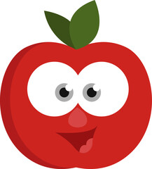 Red apple with eyes, illustration, vector on a white background.