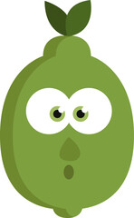Lime with eyes, illustration, vector on a white background.