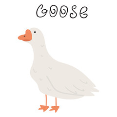 Goose standing. Flat vector illustration.