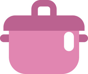 Pink kitchen pot with lid, illustration, vector on a white background.