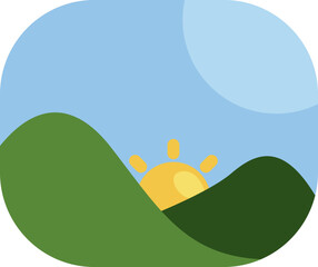 Sunrise landscape, illustration, vector on a white background.