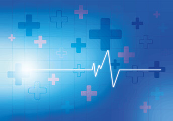 Background on the medical theme with pulse and cross