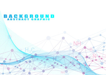 Abstract background with connecting lines and molecular wave points. advertising design