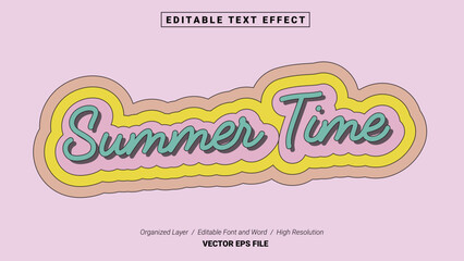 Editable Summer Time Font Design. Alphabet Typography Template Text Effect. Lettering Vector Illustration for Product Brand and Business Logo.
