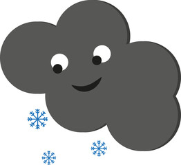 Snowing cloud, illustration, vector on a white background.