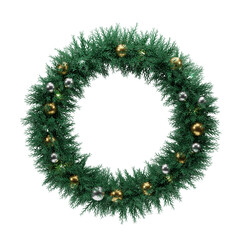 3d Christmas wreath element isolated on white background. Christmas wreath 3d illustration © boommaval
