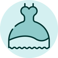 Wedding dress, illustration, vector on a white background.