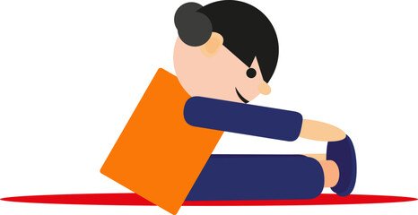 Yoga asana sitting tilt to the legs, illustration, vector on a white background.