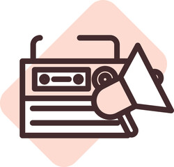 Radio ads, illustration, vector on a white background.