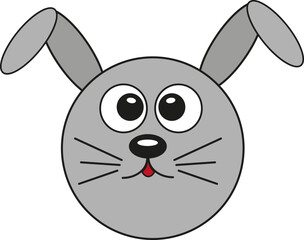 Grey rabbit, illustration, vector on a white background.