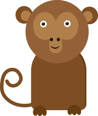 Brown monkey, illustration, vector on a white background.