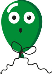 Scared green balloon, illustration, vector on a white background.
