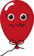 Annoyed red balloon, illustration, vector on a white background.