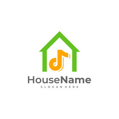 Creative Simple Music House Logo, Music House Studio Logo Design Vector Template