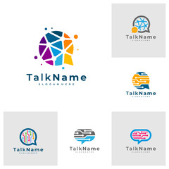 Set of Chat tech logo symbol design inspiration. Chat Discuss logo designs vector. Conversation logo template