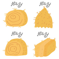 Set of hays icons. Flat vector illustrations on white background.