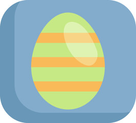 Green egg with yellow stripes, illustration, vector on a white background.