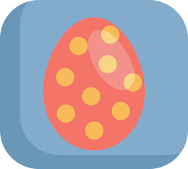 Red easter egg with yellow dots, illustration, vector on a white background.