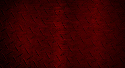 rusty red steel checkered plate texture and background. rhombus shapes for industrial concept...