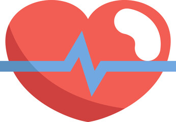 Heart beat, illustration, vector on a white background.