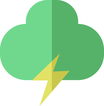 Green Thunder Cloud, Illustration, Vector On A White Background.