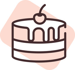 Restaurant cherry cake, illustration, vector on a white background.