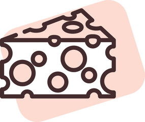 Restaurant cheese slice, illustration, vector on a white background.