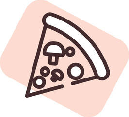 Restaurant pizza slice, illustration, vector on a white background.