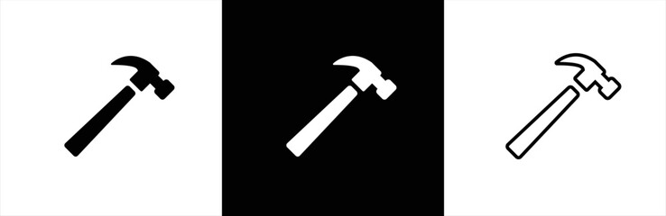 Hammer icon. Hammer icon set. Hammer button symbol. Filled flat sign. Vector illustration.