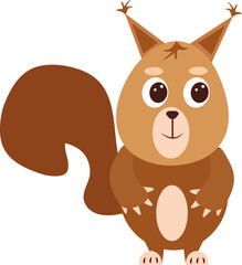 Squirrel meditates, illustration, vector on a white background.