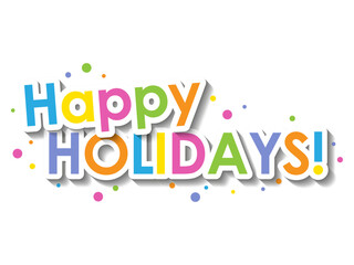 HAPPY HOLIDAYS colorful typography banner with dots