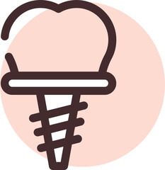Tooth implant, illustration, vector on a white background.