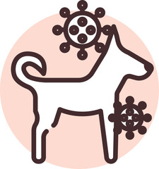 Allergy dog, illustration, vector on white background.