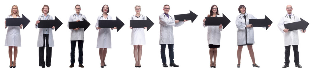 group of successful business people with black arrow