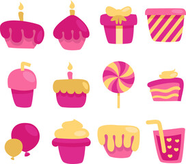 Birthday party, illustration, vector on white background.