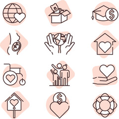 Charity and donation commercial, illustration, vector on white background.