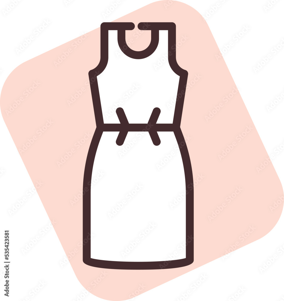 Sticker clothing simple dress, illustration, vector on white background.