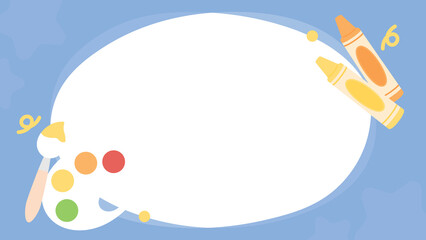 Cute blank education presentation template for art subject. Back to school concept. Flat design illustration.	