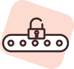 Cyber cloud password security, illustration, vector on white background.