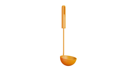 3D cartoon user interface illustration of a ladle or big spoon icon on an isolated background. With studio lighting and a gradient colourful texture. 3D rendering