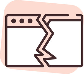 Cyber security broken spam, illustration, vector on white background.