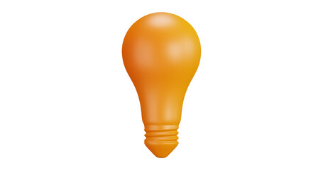 3D cartoon user interface illustration of a lightbulb or idea icon on an isolated background. With studio lighting and a gradient colourful texture. 3D rendering