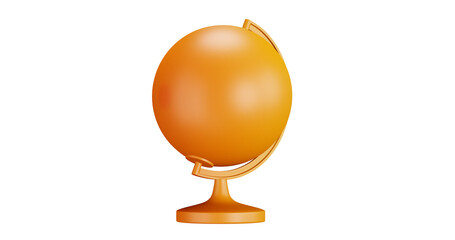 3D cartoon user interface illustration of a globe or earth icon on an isolated background. With studio lighting and a gradient colourful texture. 3D rendering