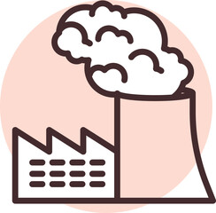 Disaster factory air pollution, illustration, vector on white background.