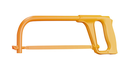 3D cartoon user interface illustration of a hacksaw or saw icon on an isolated background. With studio lighting and a gradient colourful texture. 3D rendering