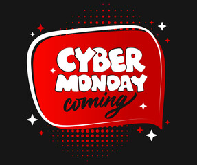 The cloud design for Cyber Monday, sticker in a vector illustration
