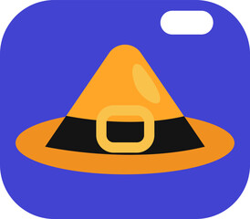 Halloween orange witches hat, illustration, vector on white background.