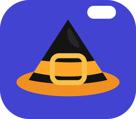 Halloween witches hat, illustration, vector on white background.