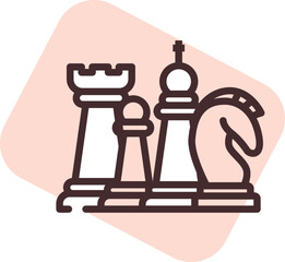 Hobbies chess, illustration, vector on white background.