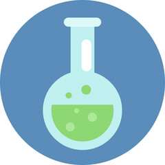 Laboratory green reaction, illustration, vector on white background.